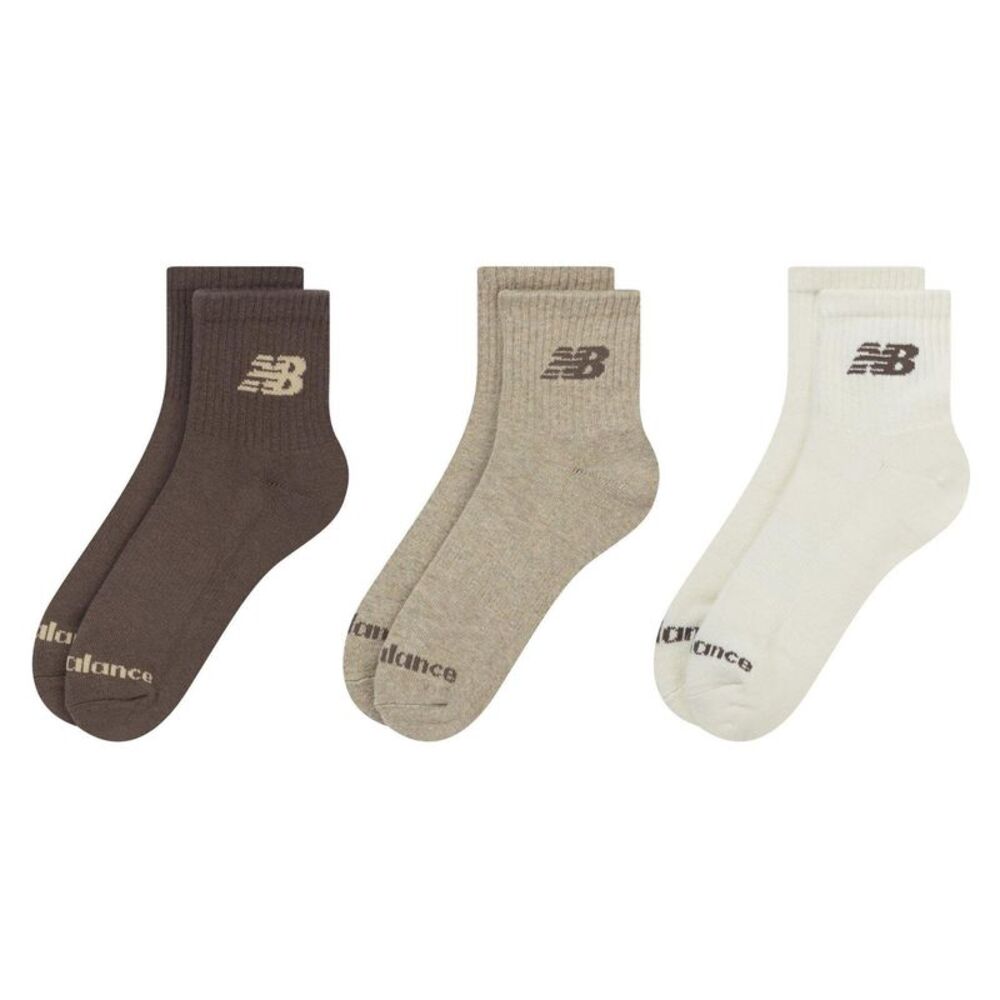 New Balance Unisex Adult Cotton Blend Ankle Socks (Pack of 3) / Earth Tones